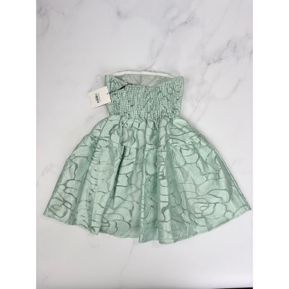 Hello Molly Sage Green Jacquard Strapless Mini Dress XS NWT Party Occasion - Picture 7 of 14